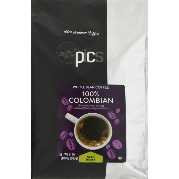 PICS Whole Bean Columbian Dark Roast Bagged Coffee Same-Day Delivery or  Pickup | Market 32 and Price Chopper