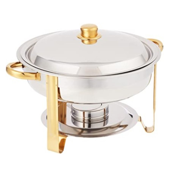 Winco - Malibu Collection 4 Quart Round Chafer, Medium Weight, 21.5" x 12.88" x 9.75" - 1 Ct.
