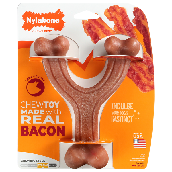 Nylabone Up to 50 lbs/23 kg Strong Wishbone Bacon Large Dog Toy