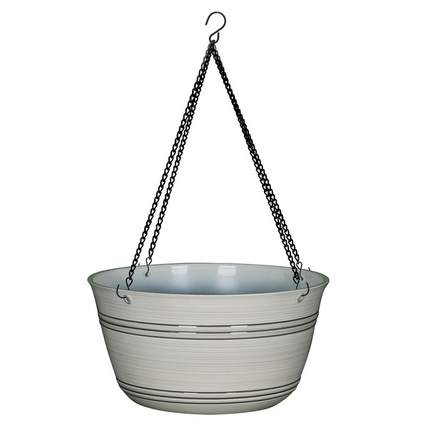 Style Selections 11.34-in W x 11.34-in L x 6.34-in H White Resin Round Indoor Hanging planter