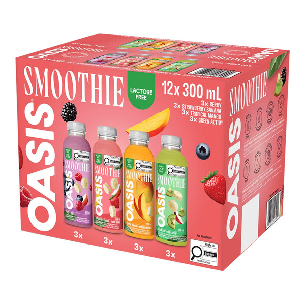 Oasis Lactose Free Smoothie Variety Pack 12 x 300 ml