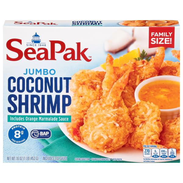 SeaPak Jumbo Coconut Shrimp with Orange Marmalade Sauce, Frozen