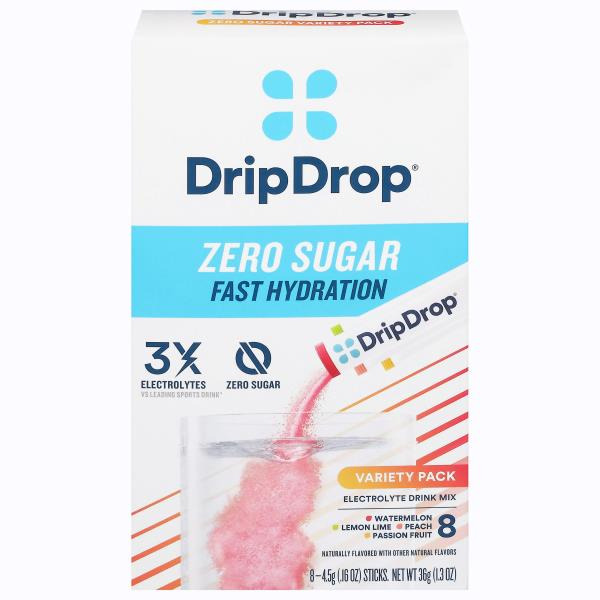DripDrop Zero Sugar Fast Hydration Electrolyte Drink Mix Variety