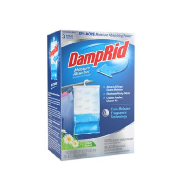 Damp Rid 15.4 oz. Moisture Absorber Hanging Bags, Fresh Scent, 3-Pack