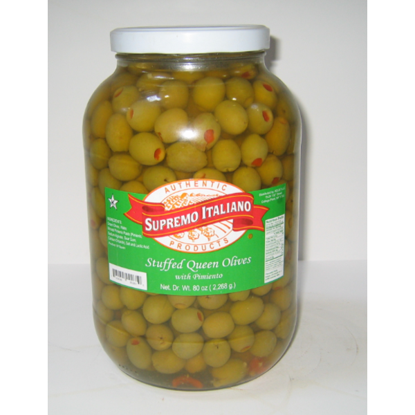 Supremo Italiano - Stuffed Queen Olives, 110-120 ct - gallon