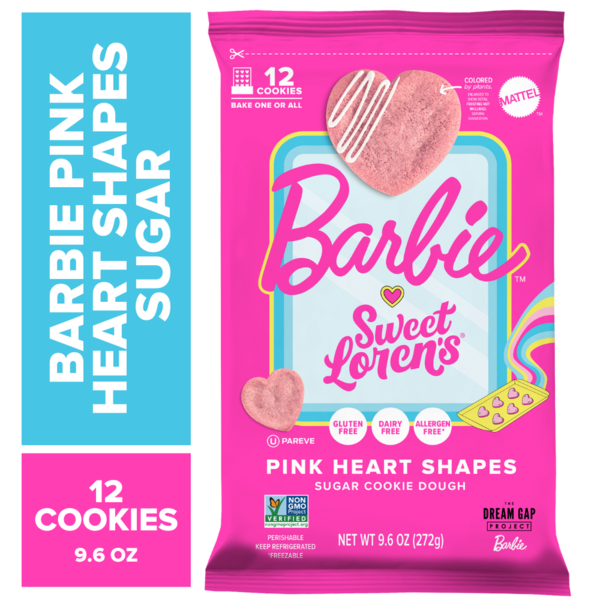 Sweet Loren's Barbie Pink Heart Shapes Sugar Cookie Dough Same-Day