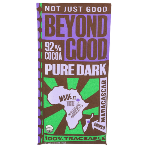 Beyond Good By Madecasse Organic 92% Cocoa Pure Dark Chocolate Bar