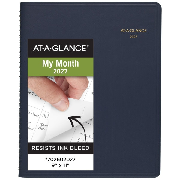 AT-A-GLANCE 2027 15-Month Large Monthly Planner, 9 x 11 in - Navy