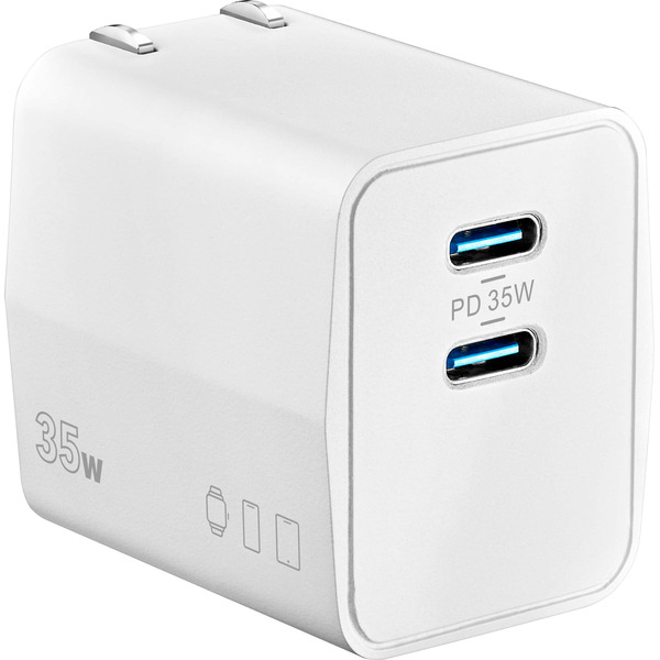 Insignia 35W Dual Port USB-C Compact Wall Charger for Apple Mobile Devices - White
