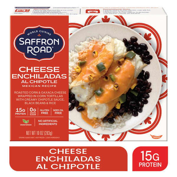 Saffron Road Cheese Enchiladas, High Protein, No Seed Oil, Frozen Mexican Meal