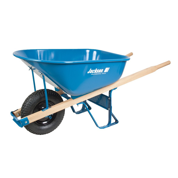 Jackson 6-cu ft 1 Wheel Steel Push Wheelbarrow Flat-Free Tire