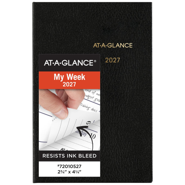 AT-A-GLANCE 2027 Fine Diary 2.75 x 4.25 Weekly & Monthly Planner - Black