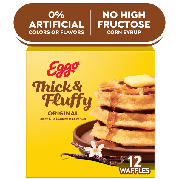 Kellogg's Eggo Thick and Fluffy Original Waffles, Breakfast Food, Family Pack
