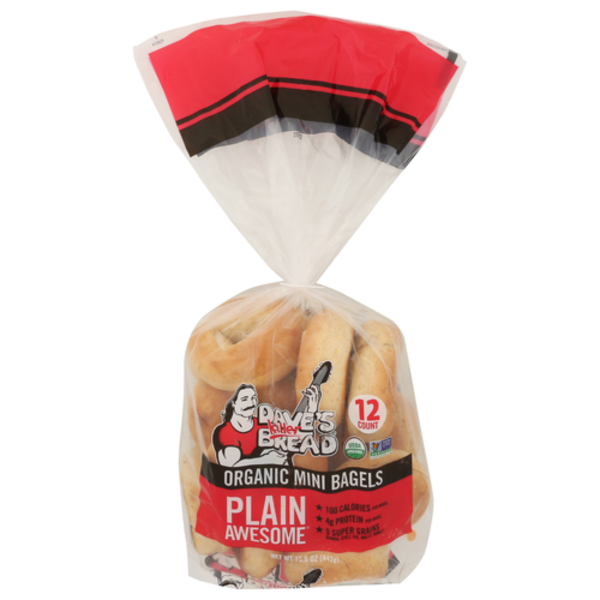 Dave's Killer Bread Organic Plain Awesome Mini Bagels 12 Pack