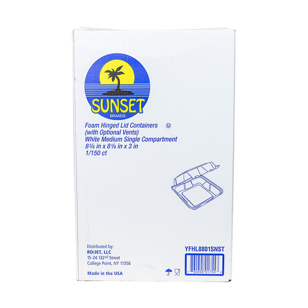 Sunset - YFHl -8801 - 8X8 Foam Hinged Container - 150 Ct Pack