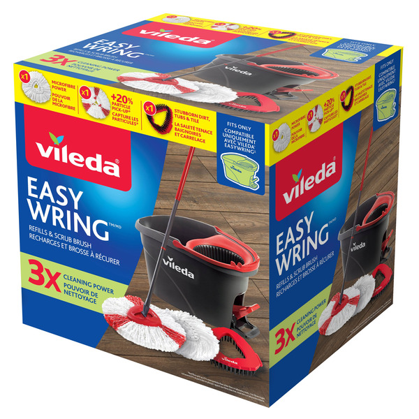 Vileda Easy Wring 3-Piece Refill & Scrub Brush Set