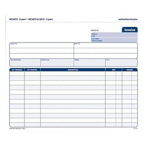 TOPS 3 Part Carbonless Invoice Form Unit Set