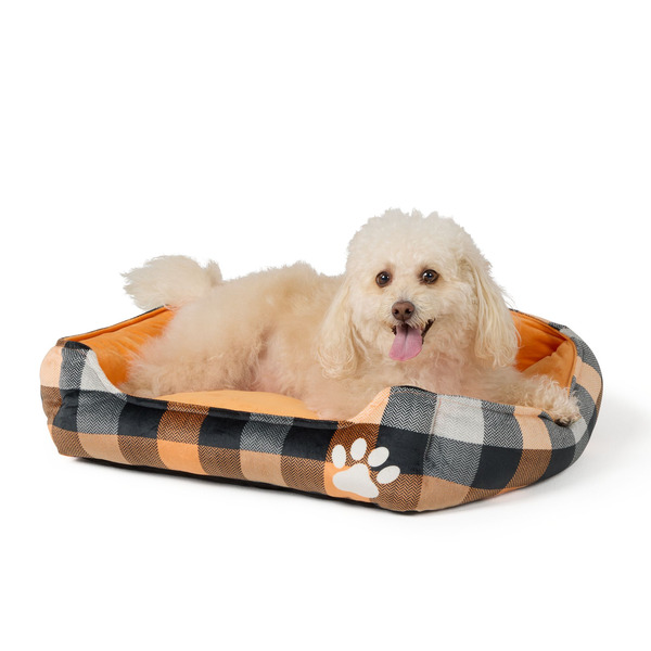 Thrills & Chills Halloween Plaid Cuddler Dog Bed, 18 x 20 in