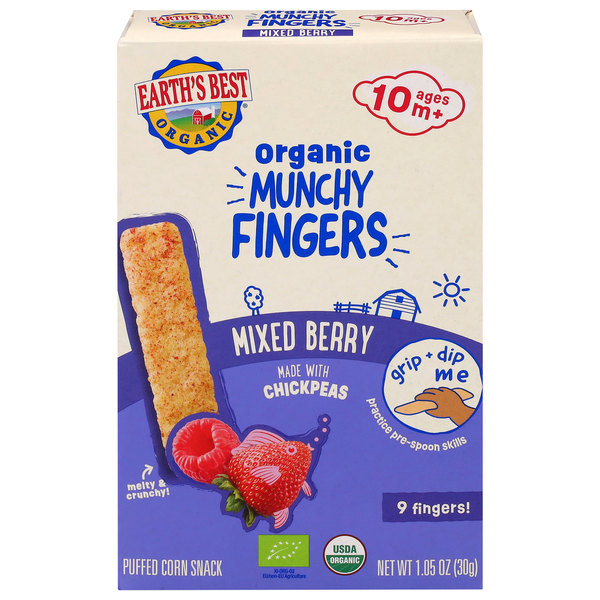 Earth's Best Organic Ages 10M+ Mixed Berry Munchy Fingers