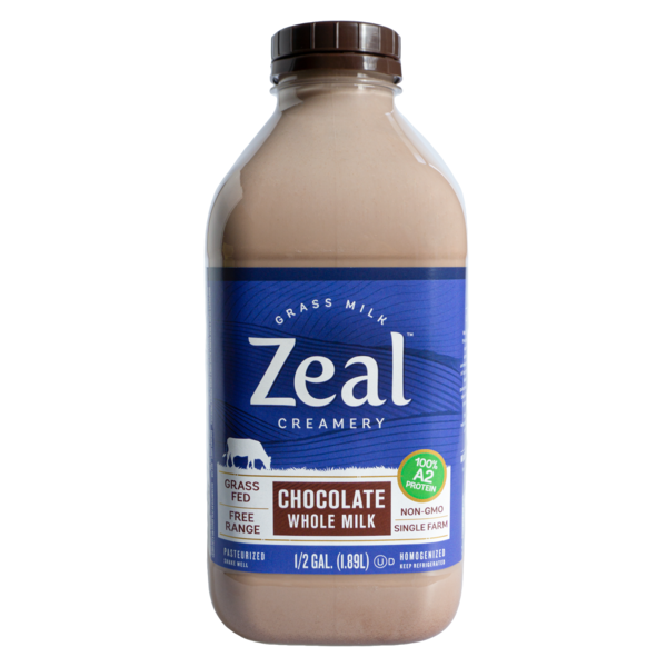 Zeal Creamery Grass Fed Whole Chocolate Milk 1/2 Gal Same-Day