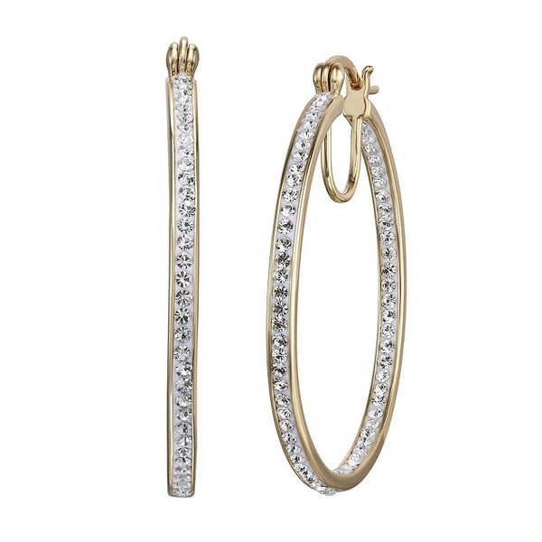Chrystina Crystal Hoop Earrings - Gold Tone