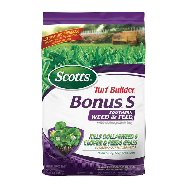 Scotts Turf Builder 34.48 Lbs. 10,000 Sq. Ft. Bonus S Southern Weed & Feed2, Weed Killer Plus Dry Lawn Fertilizer