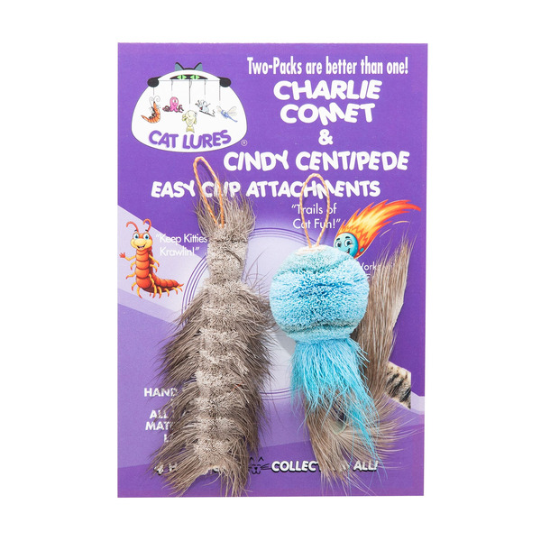 Cat Lures Charlie Comet & Cindy Centipede Easy Clip Cat Wand Attachments, 2-Pack