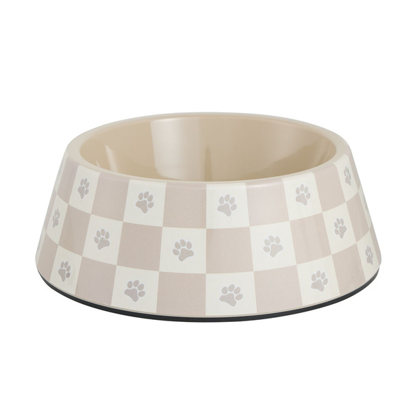 Top Paw Checkered Melamine Dog Bowl - Tan
