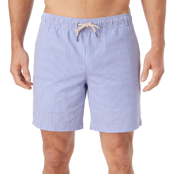 Fair Harbor Men's Bayberry Swim Trunks, L - Light Blue Seersucker