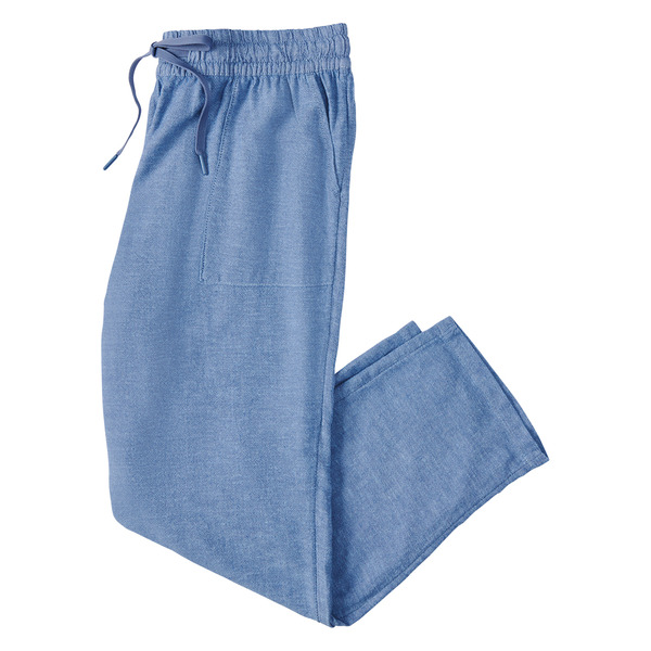 00s Viscose×Linen Slacks Serra Viscose Linen Trousers, Medium - Blue Same-Day