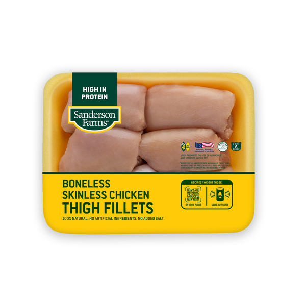 Sanderson Farms 100% Natural Boneless Skinless Chicken Thigh Fillets