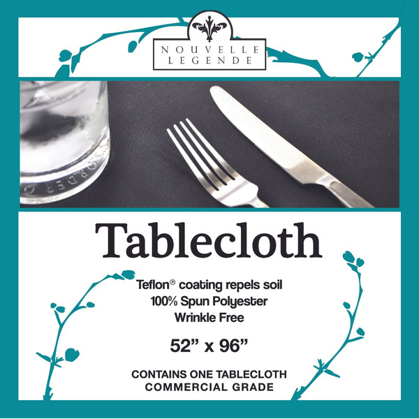 Nouvelle Legende - 52X96 in. Black Rectangle Polyester Tablecloth