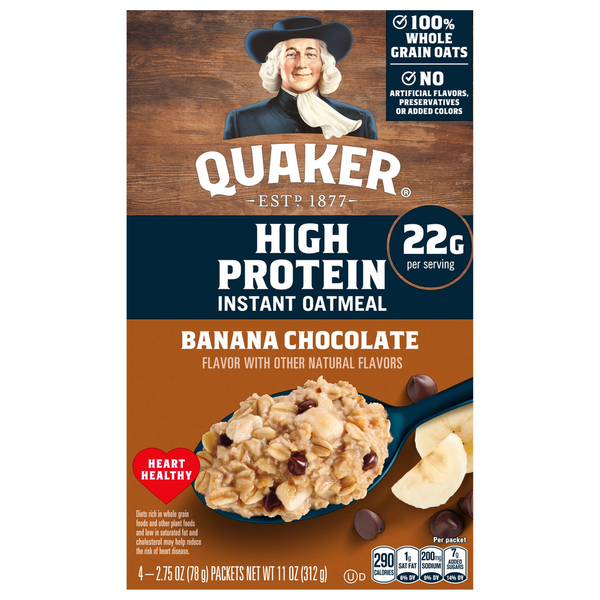 Quaker High Protein Banana Chocolate Instant Oatmeal