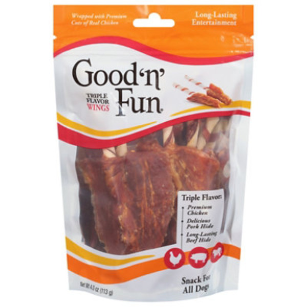 Good 'n' Fun Dog Treats, Gourmet, Triple Flavor Wings