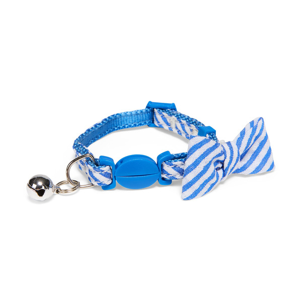 Youly Bowtie Breakaway Kitten & Cat Collar, X-Small - Blue Seersucker