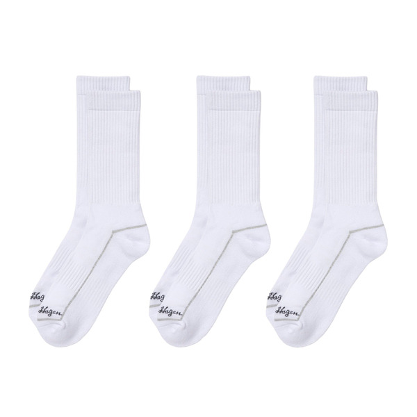 Walter Hagen Men's Performance Crew Sock, Large - White/White/White, 3-Pack