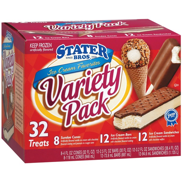 Stater Bros Variety Pack Ice Cream (32 ct) from Stater Bros. Instacart
