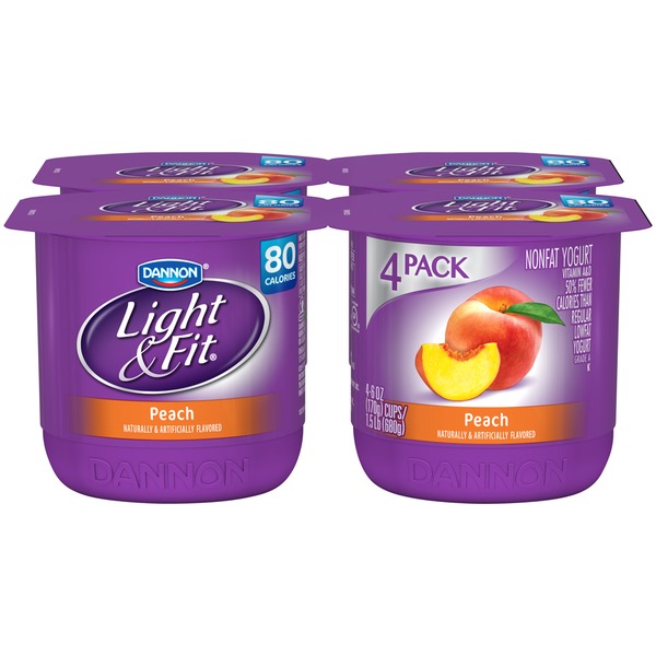 Dannon Light & Fit Light & Fit Nonfat Yogurt Peach 4 CT (6 oz