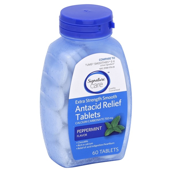 Signature Home Antacid Relief, Extra Strength Smooth, 750 mg, Chewable