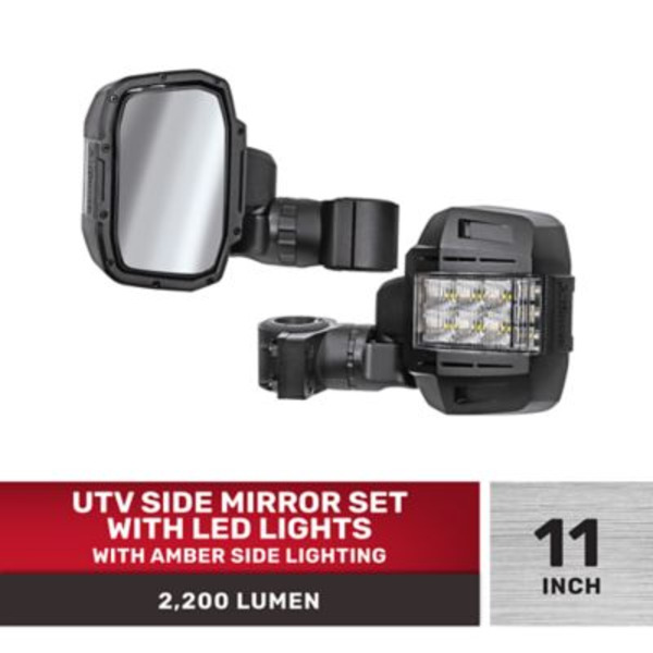TravellerX 2,200 Lm UTV Side Mirrors with LED Lights, 2 pk.