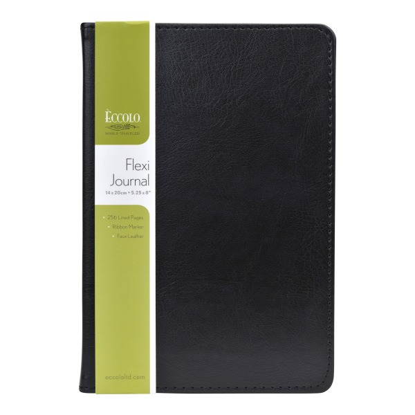 Eccolo Faux-Leather Journal - Black - 5.25" x 8"