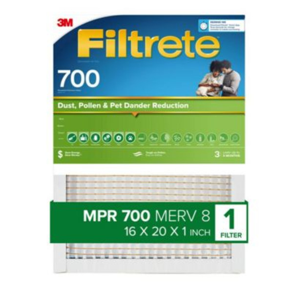 Filtrete MPR 700 Dust, Pollen & Pet Dander Reduction Air Filter, 16 in. x 20 in. x 1 in.