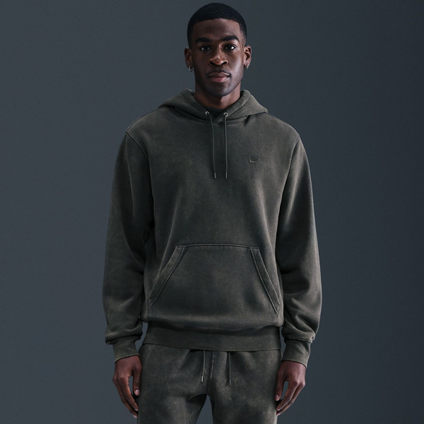 Nike Men's Club Fleece Washed Hoodie, XXL - Anthracite