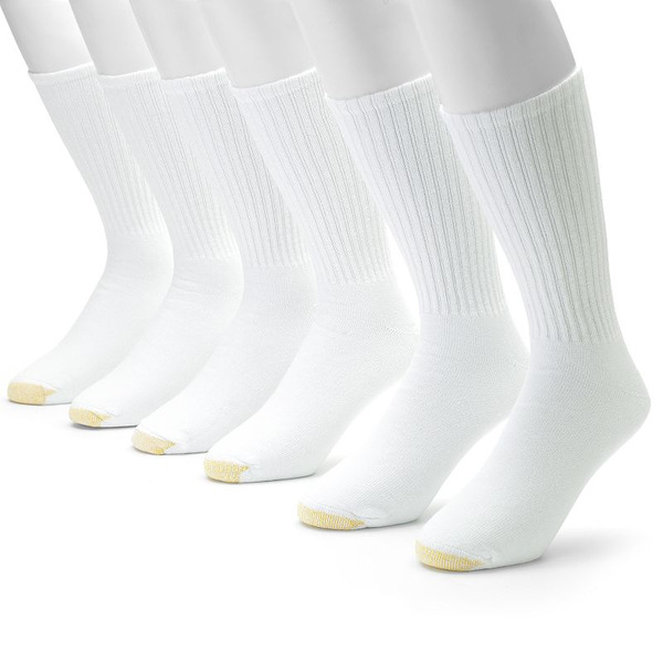 GOLDTOE Men's Extended Size 13-15 White Cotton Crew Socks