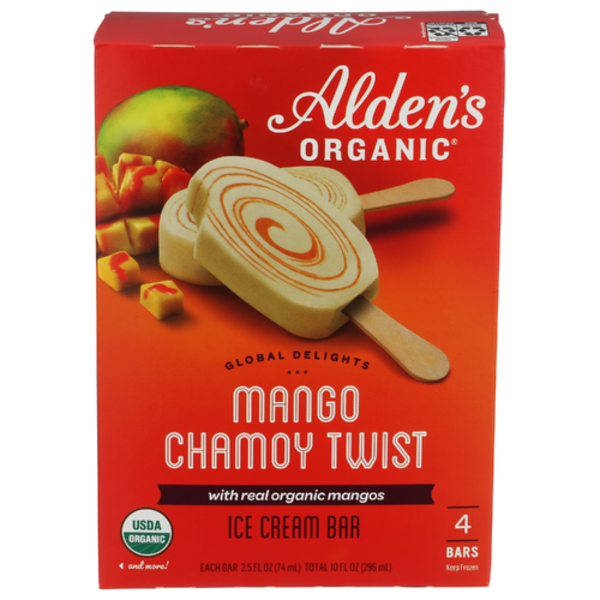 Alden's Organic Organic Mango Chanmoy Twist Ice Cream Bars 4 Pack