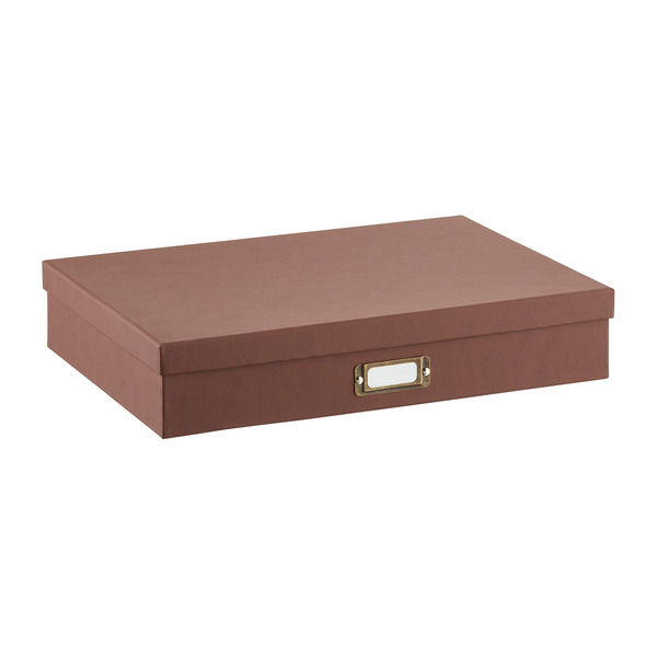 Bigso Box Of Sweden Woodgrain Document Box, 17-1/8 x 12-1/4 x 3-5/16 in - Leather Brown