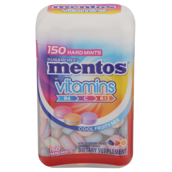 Mentos Hard Mints, with Vitamins, Sugarfree, Cool Fruity Mix Same