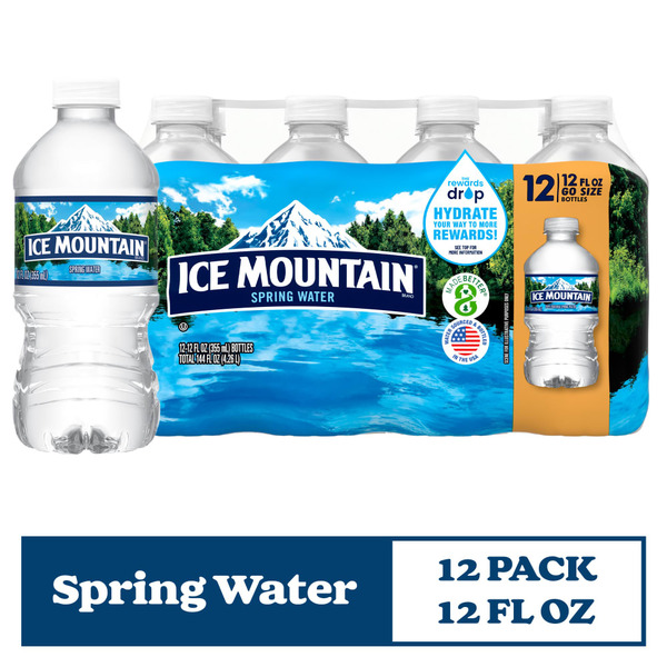 ICE MOUNTAIN Spring Water, 12-ounce plastic bottles (Pack of 12)