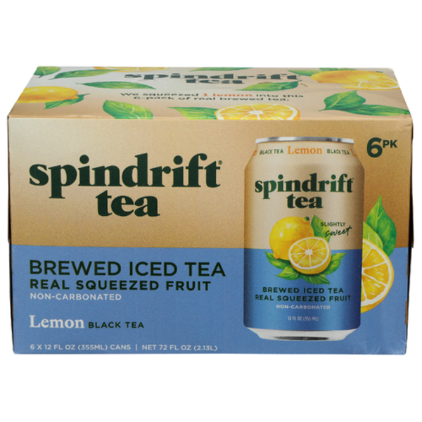 Spindrift Lemon Black Brewed Iced Tea Real Squeezed Fruit 6 Pack