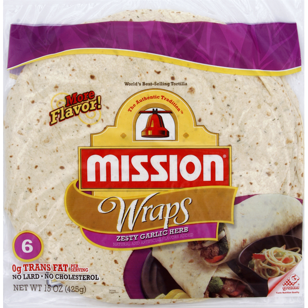 Mission Wraps, Zesty Garlic Herb (6 each) Instacart
